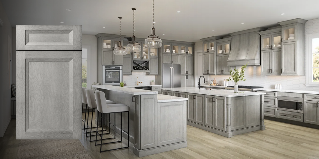Kitchen featuring the Oxford Mist cabinets