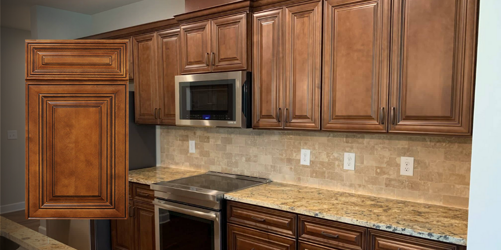 Kitchen featuring the Raised Casselberry Saddle Style cabinets