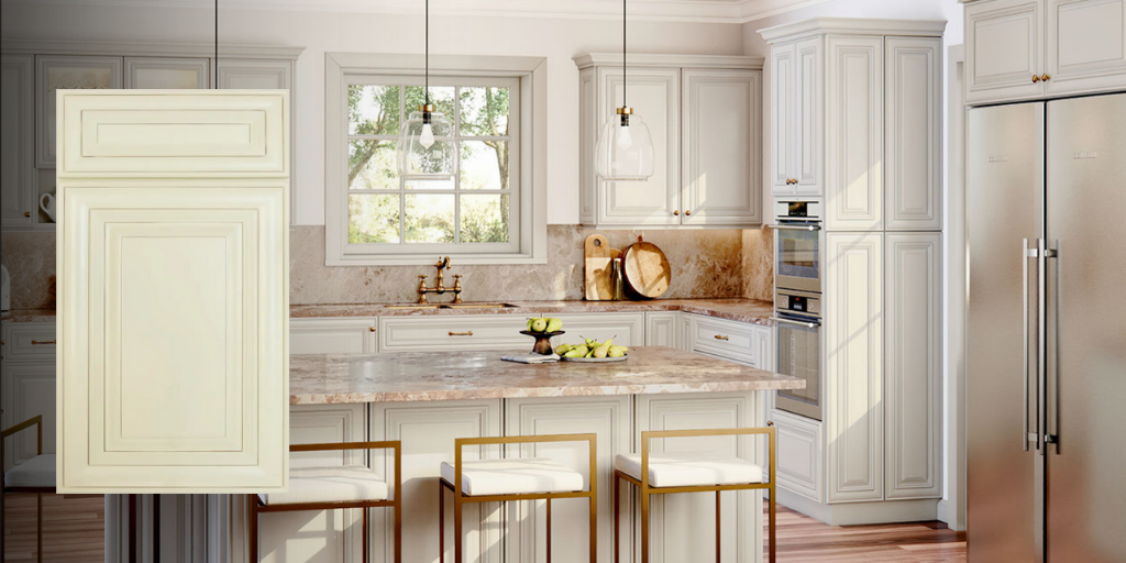 Kitchen featuring the Raised Perla style cabinets