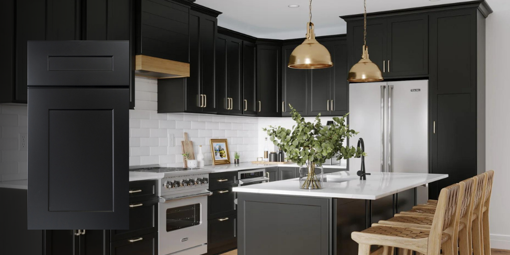 Kitchen Featuring the Shaker Black style cabinets
