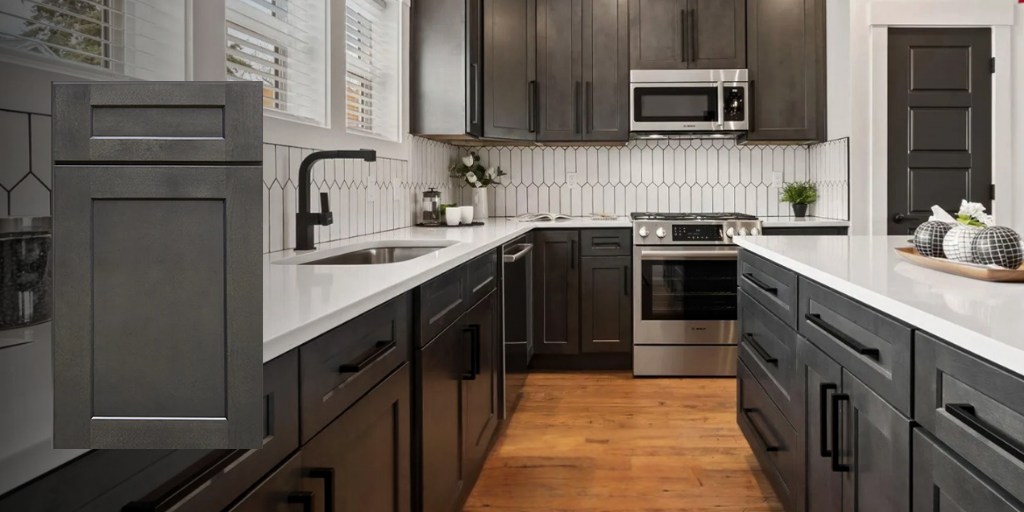 Kitchen featuring the Shaker Cinder style cabinets