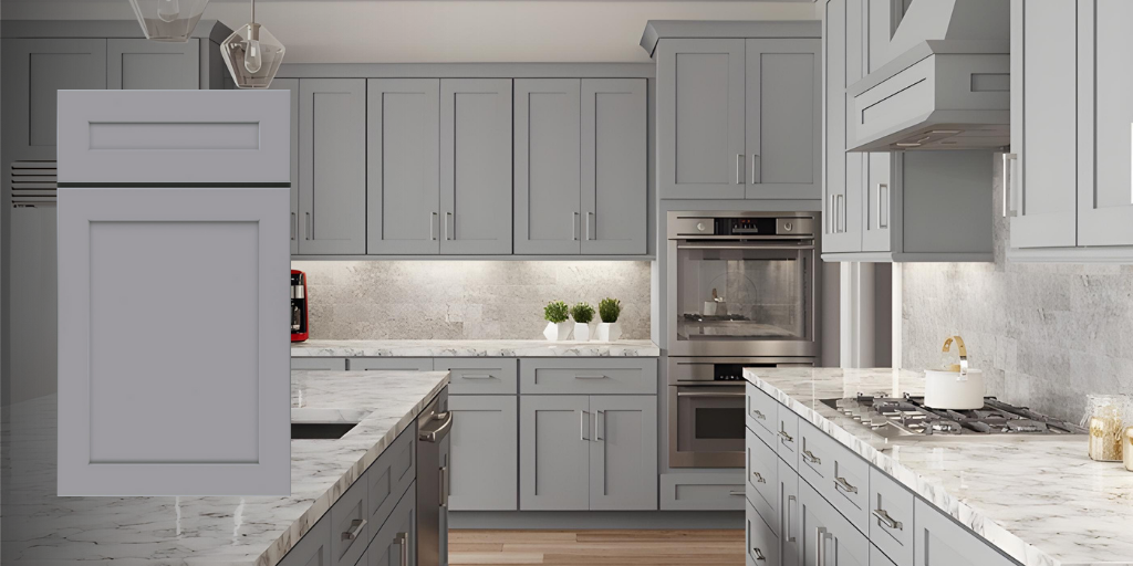 Image of a kitchen with the shaker Gray style Cabinets