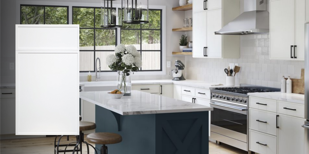 Kitchen featuring the Slim Edgeline White cabinets