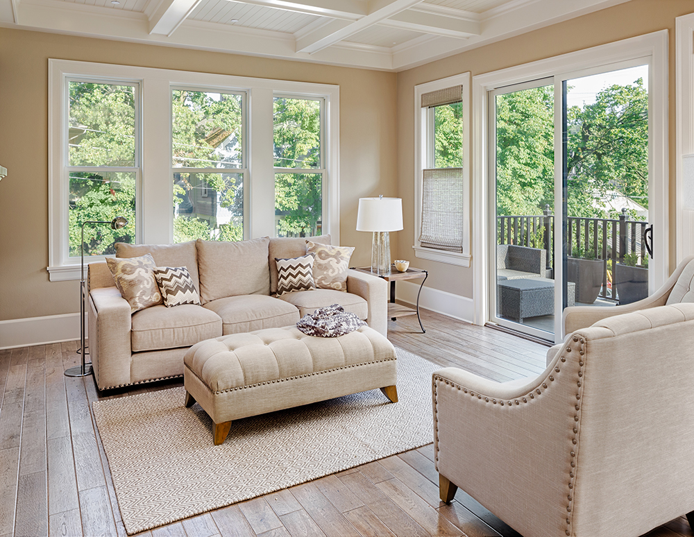 Luxurious living room window shades